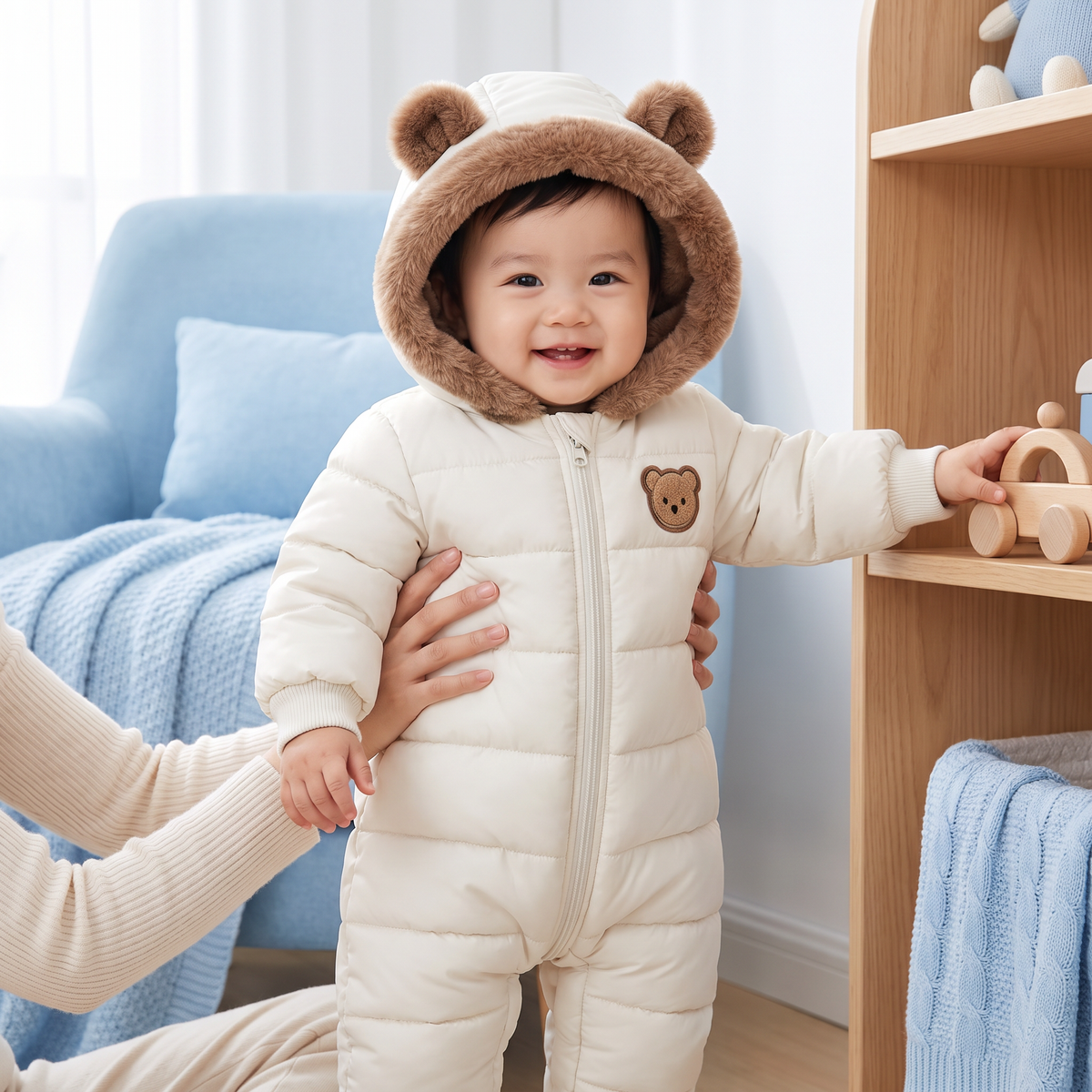 Baby Bear Bodysuit – Warm Fleece-Lined One-Piece
