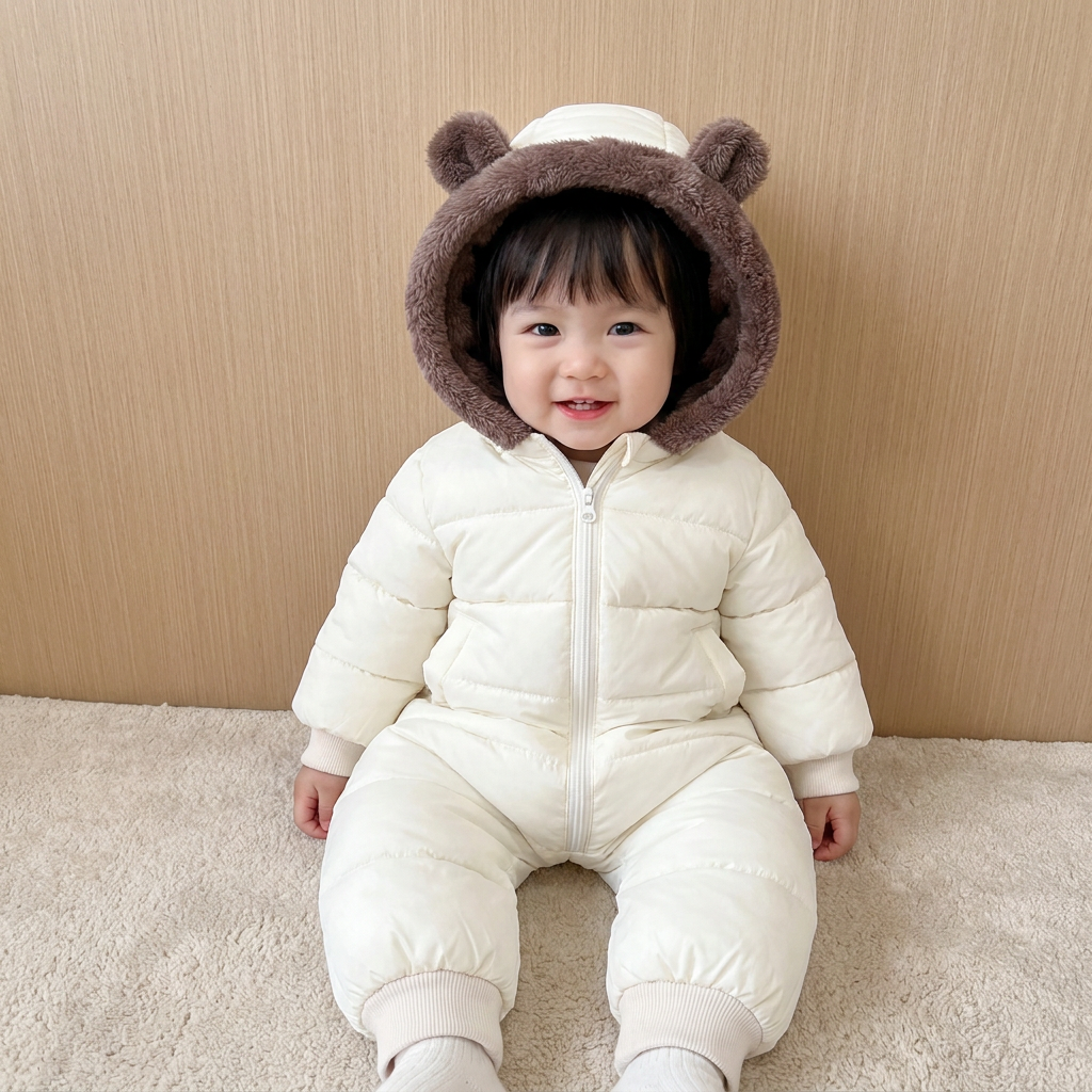 Baby Bear Bodysuit – Warm Fleece-Lined One-Piece