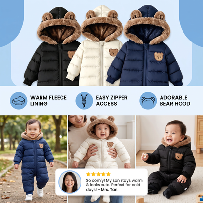 Baby Bear Bodysuit – Warm Fleece-Lined One-Piece