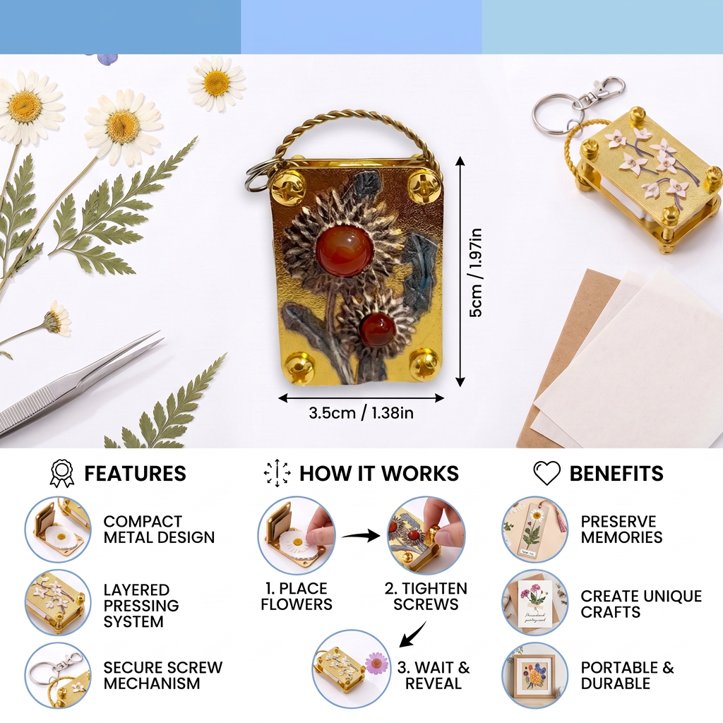 Mini Metal Flower Press Kit for DIY Dried Flower Crafts