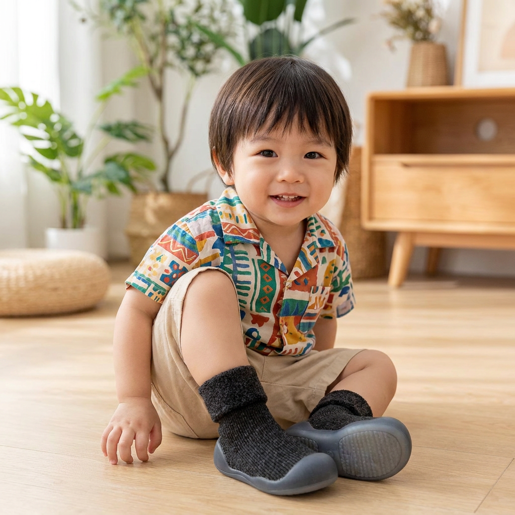 Warm Baby Walking Sock Shoes with Soft Non-Slip Soles
