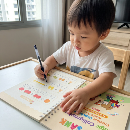 Magic Reusable Grooved Handwriting Practice Books with Disappearing Ink Pens