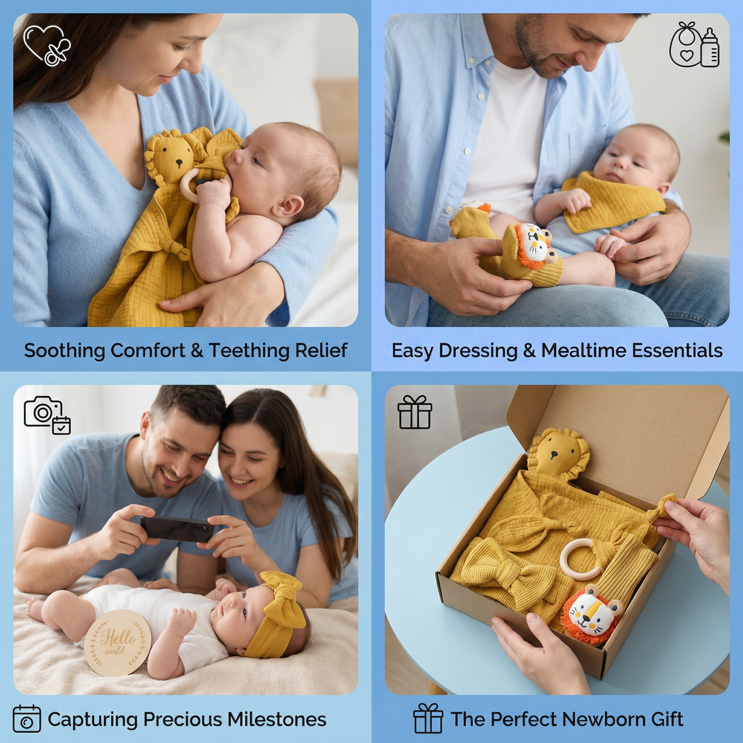 6-Piece Newborn Gift Box Set – Baby Essentials Starter Kit