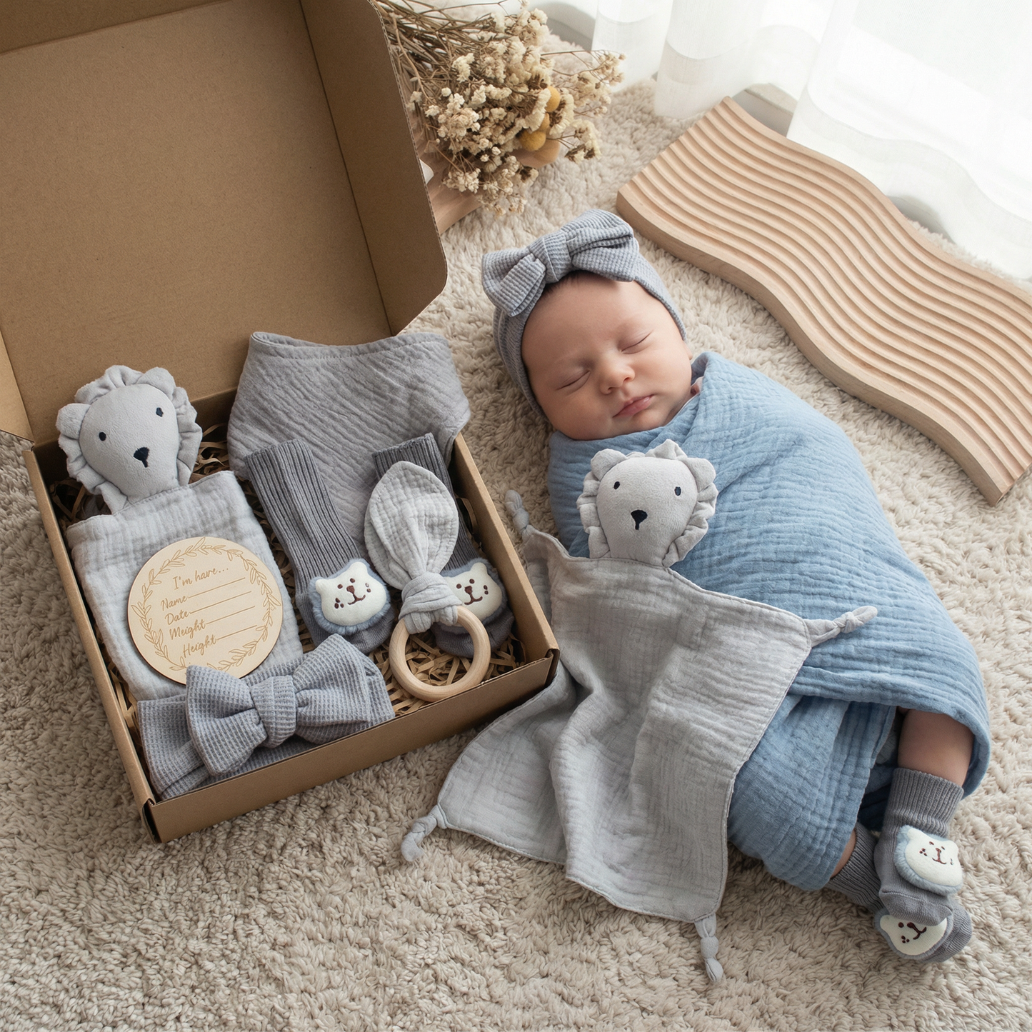 6-Piece Newborn Gift Box Set – Baby Essentials Starter Kit