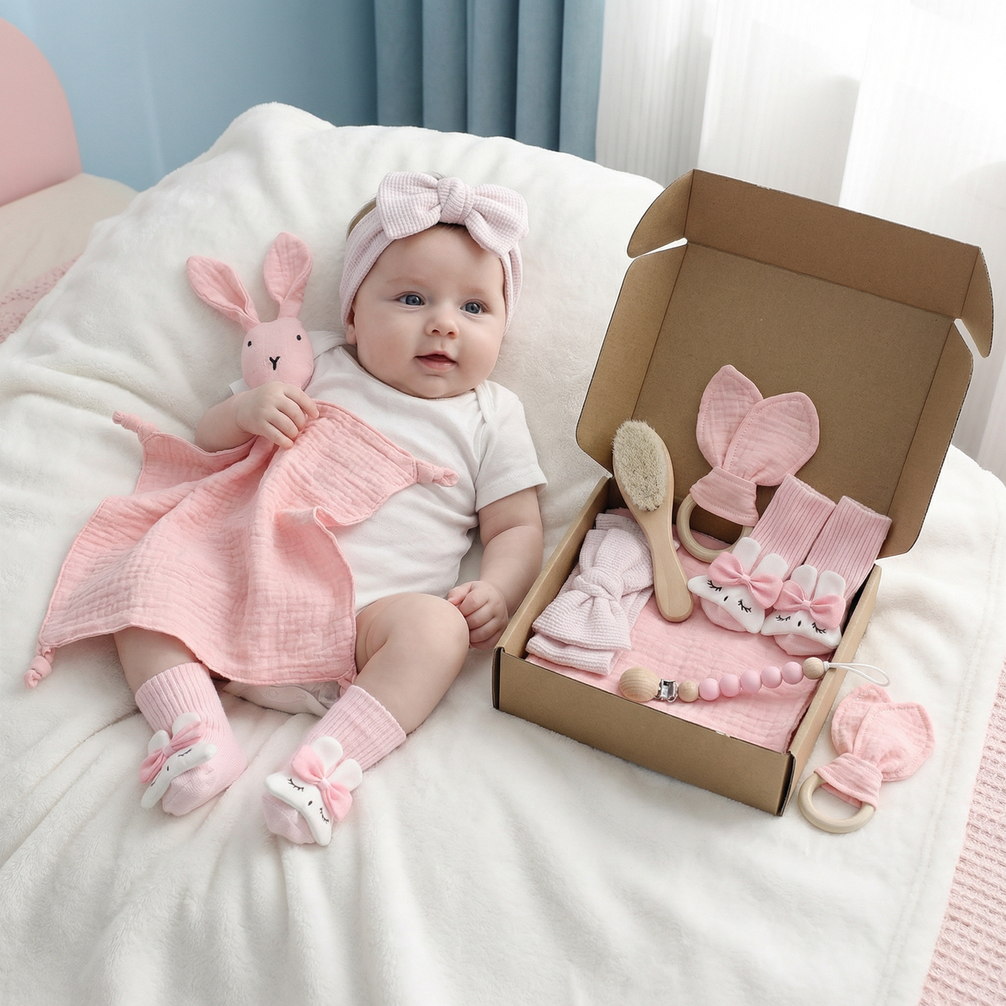 6-Piece Newborn Gift Box Set – Baby Essentials Starter Kit