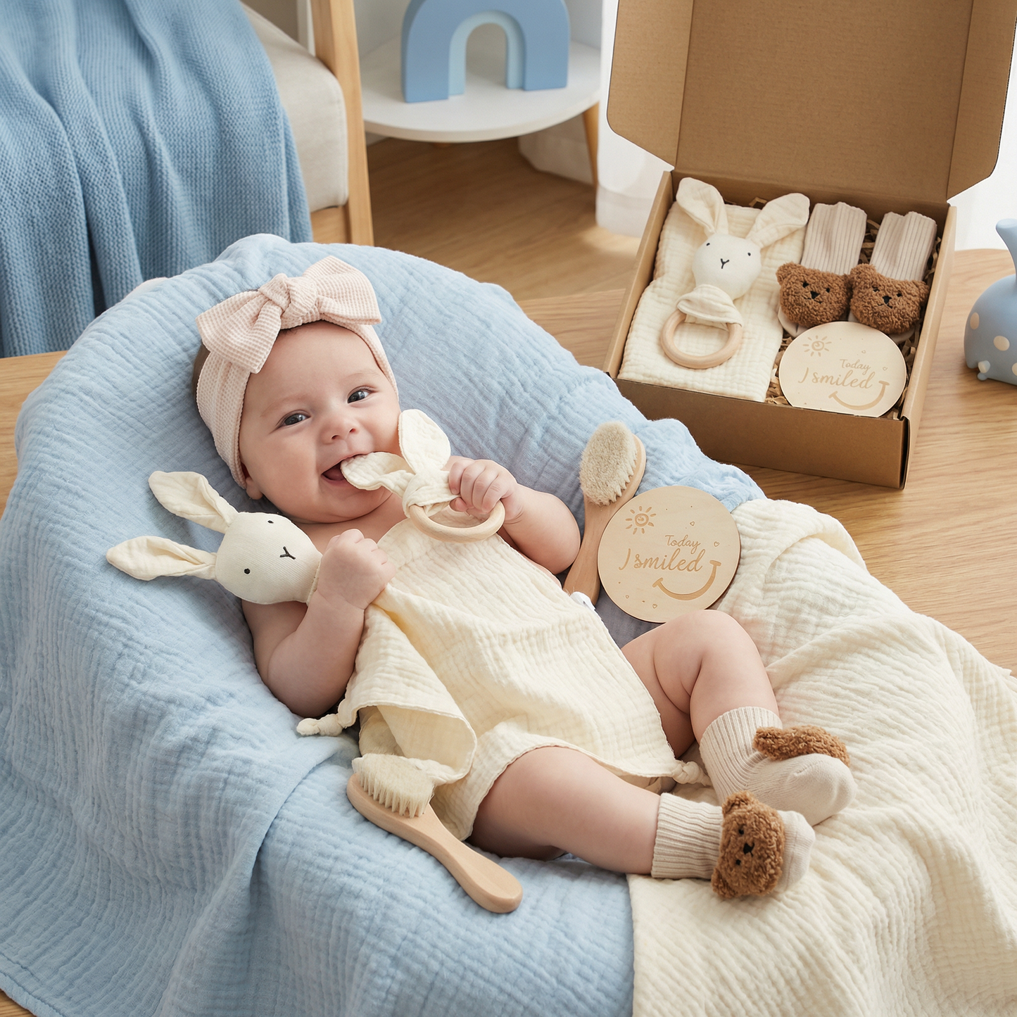 6-Piece Newborn Gift Box Set – Baby Essentials Starter Kit
