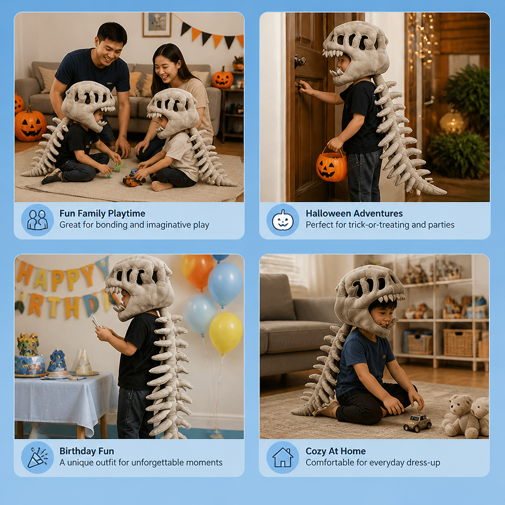 Funny Dinosaur Skeleton Plush Costume