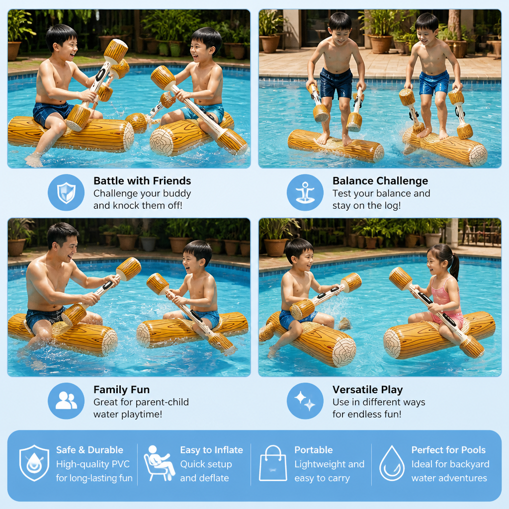 Inflatable Pool Battle Game for Kids – Water Balance & Splash Game