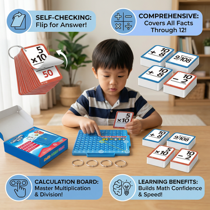 Math Learning Cards Set with Calculation Board – Addition, Subtraction, Multiplication & Division