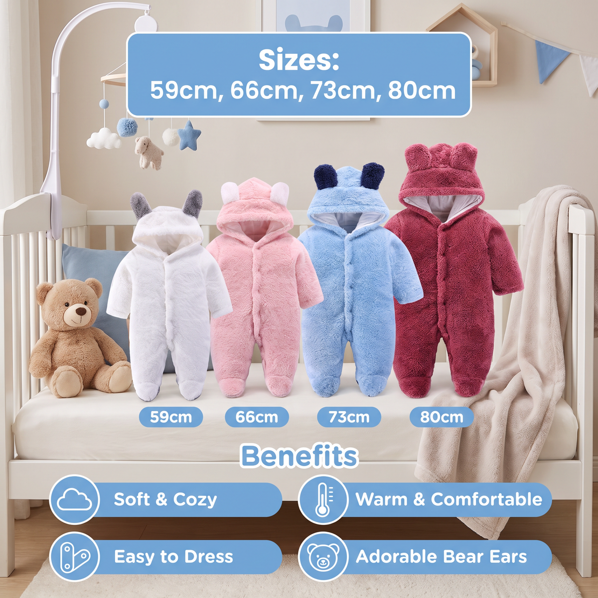 Soft & Cozy Baby Bear Hooded Jumpsuit
