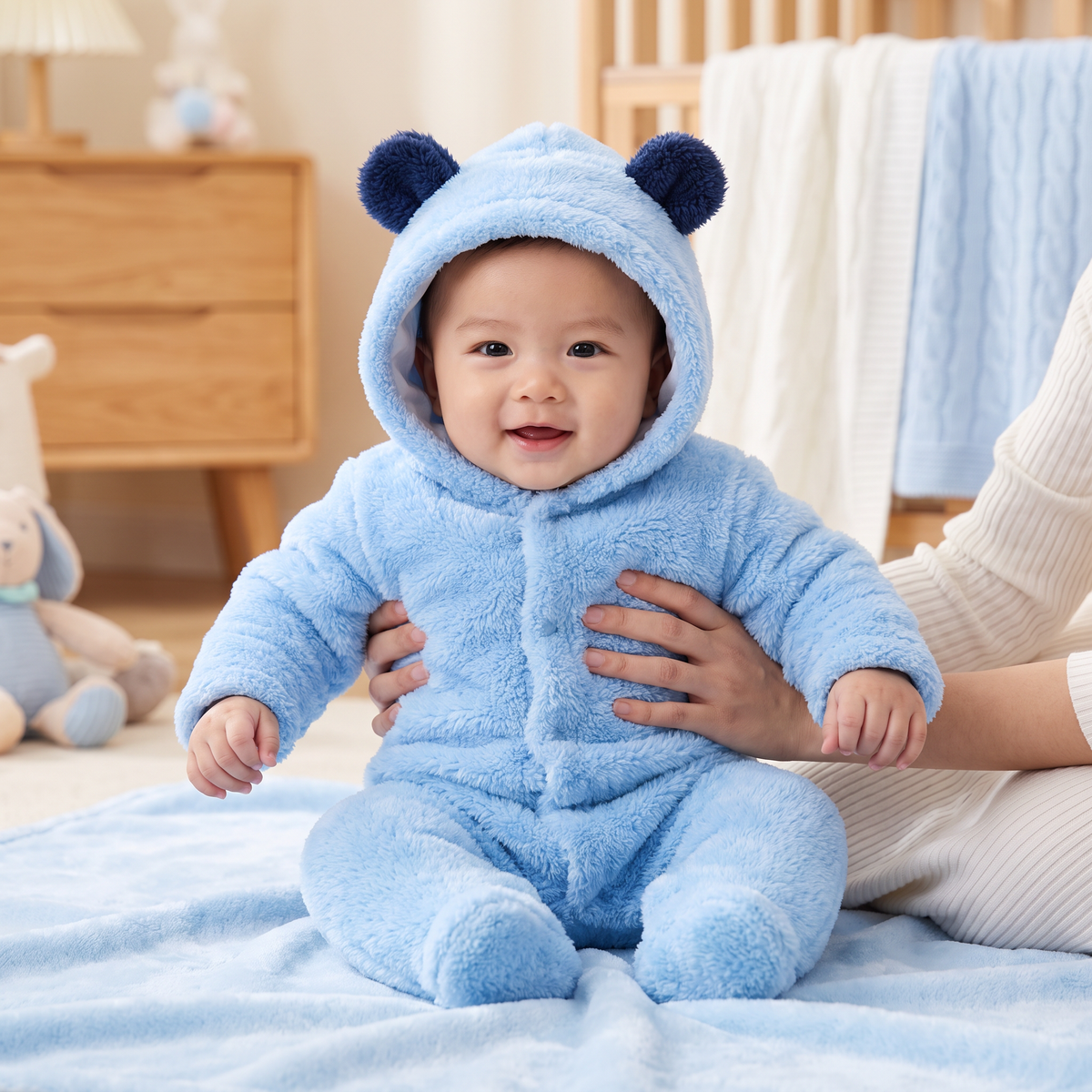 Soft & Cozy Baby Bear Hooded Jumpsuit