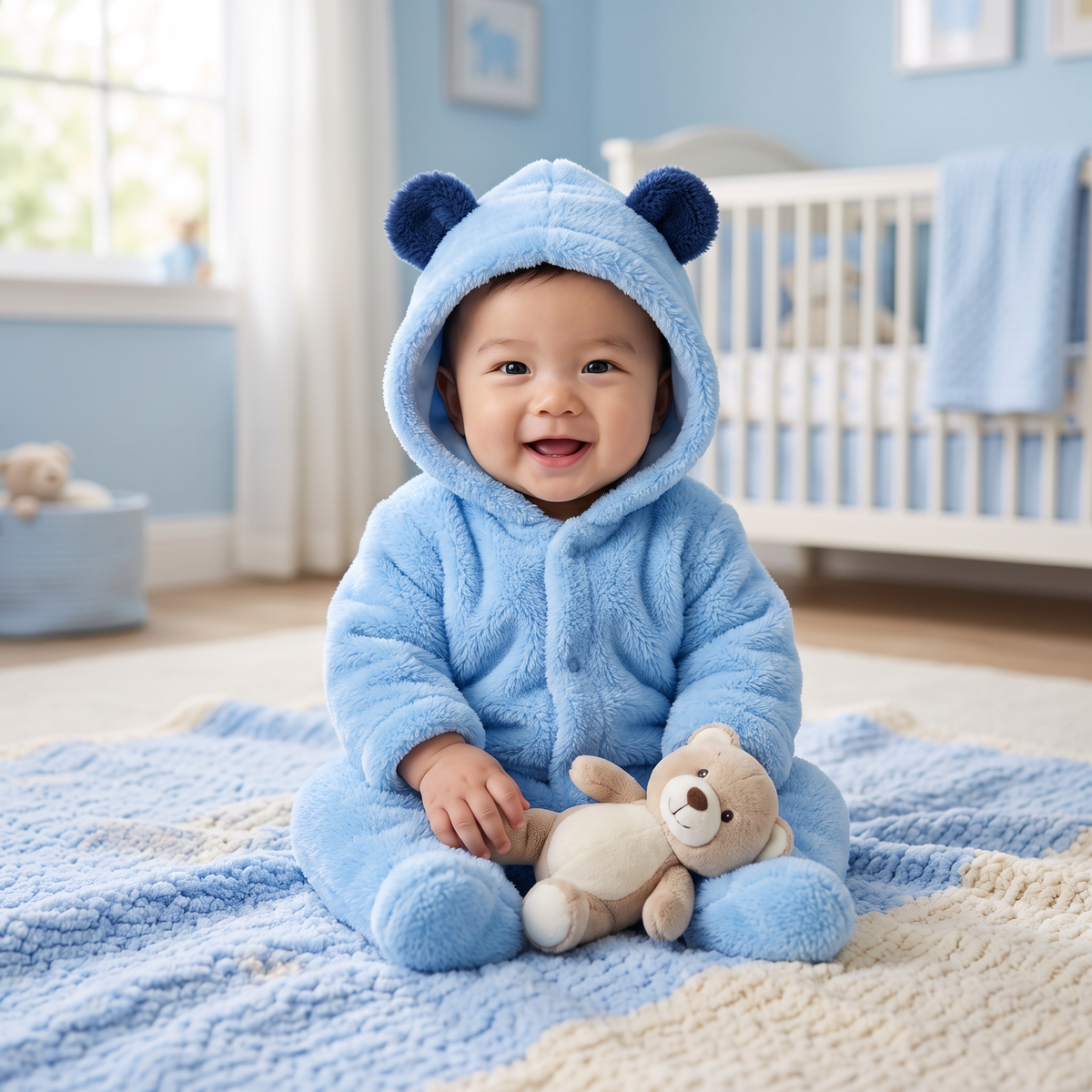 Soft & Cozy Baby Bear Hooded Jumpsuit