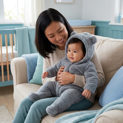 Soft & Cozy Baby Bear Hooded Jumpsuit