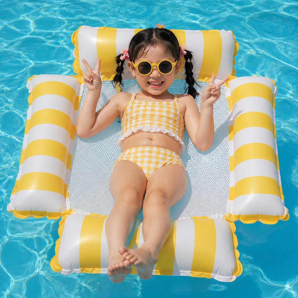 Inflatable Pool Seat for Children – Water Hammock with Mesh Surface