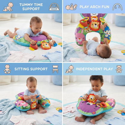 Baby Training Pillow for Tummy Time with Play Arch – Supports Sensory Development & Early Growth