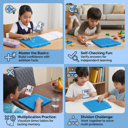 Math Learning Cards Set with Calculation Board – Addition, Subtraction, Multiplication & Division