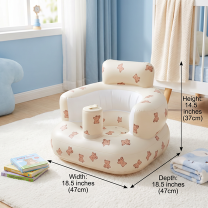 Inflatable Baby Seat with Bear Print for Sitting and Bath