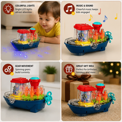 Light-Up Gear Boat – Musical Electric Toy Boat for Kids