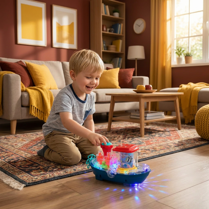 Light-Up Gear Boat – Musical Electric Toy Boat for Kids