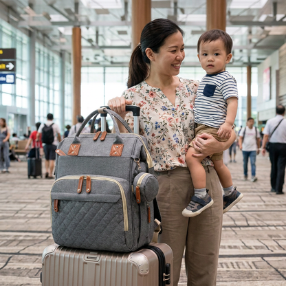 3-in-1 Travel Diaper Backpack with Foldable Baby Bed – Perfect for On-the-Go Parents