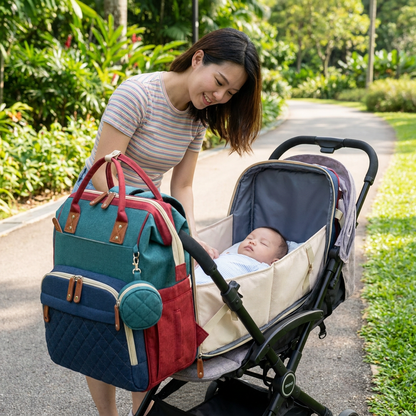 3-in-1 Travel Diaper Backpack with Foldable Baby Bed – Perfect for On-the-Go Parents