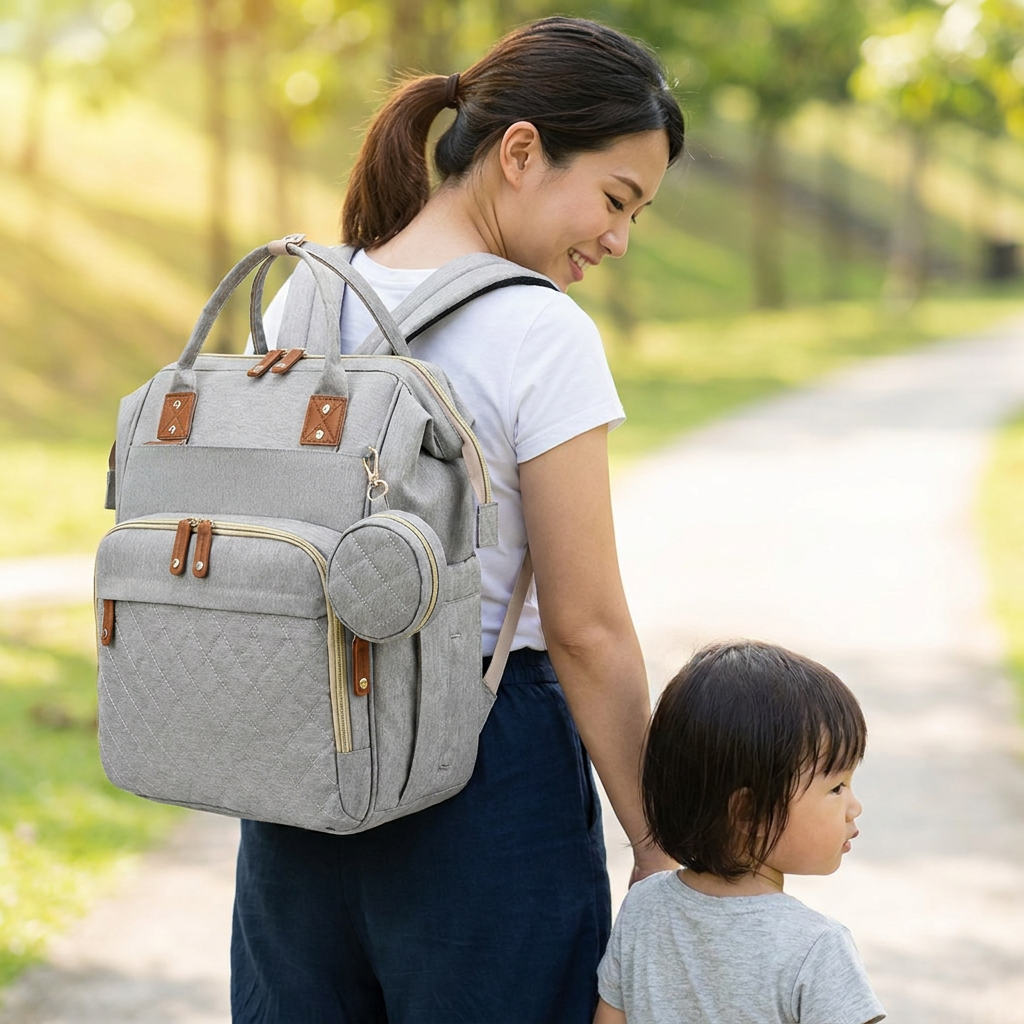 3-in-1 Travel Diaper Backpack with Foldable Baby Bed – Perfect for On-the-Go Parents