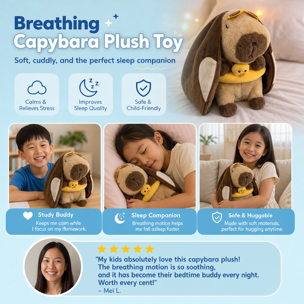 Breathing Capybara Plush Toy – Soft & Cuddly Sleep Companion