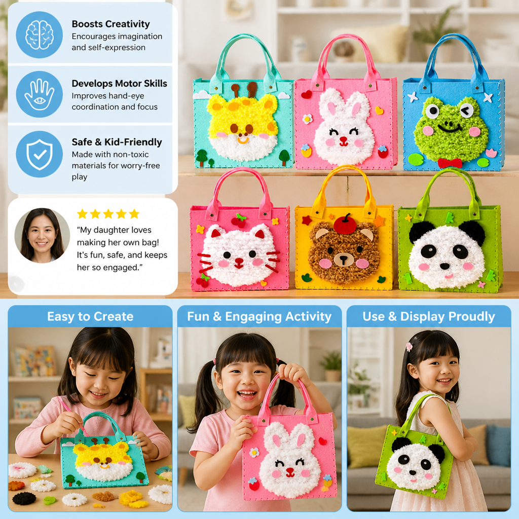 Kids DIY Plush Tote Bag Craft Kit