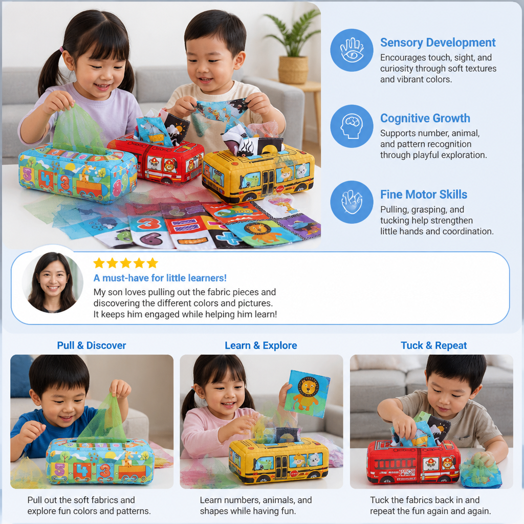 Montessori Magic Tissue Box – Sensory Learning Toy for Babies