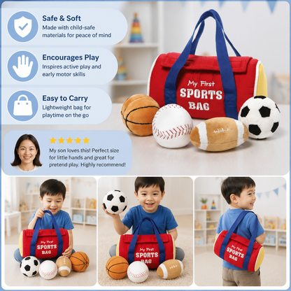 My First Sports Plush Bag – Soft Baby Play Set