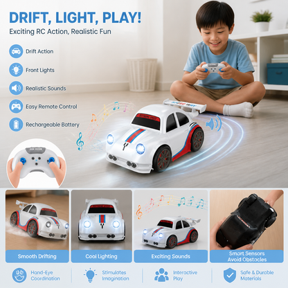 RC Racing Drift Car for Kids - Remote Control with Sensor Lights & Sound