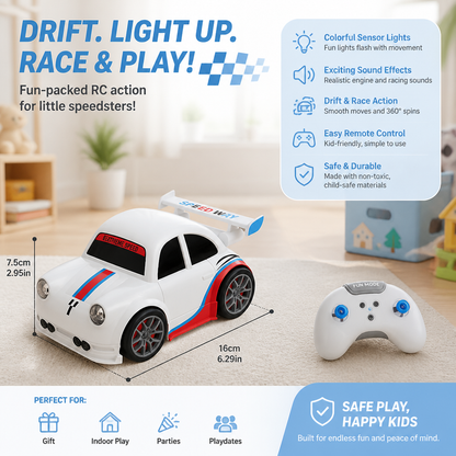RC Racing Drift Car for Kids - Remote Control with Sensor Lights & Sound