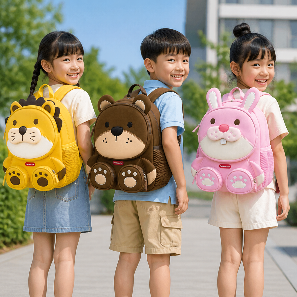 Kids Cartoon Animal Backpack – Lightweight Multi-Pocket School Bag