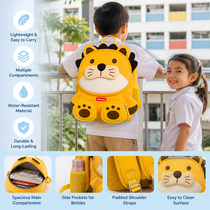 Kids Cartoon Animal Backpack – Lightweight Multi-Pocket School Bag