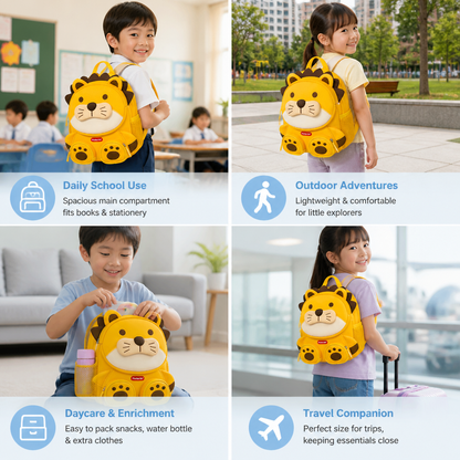 Kids Cartoon Animal Backpack – Lightweight Multi-Pocket School Bag