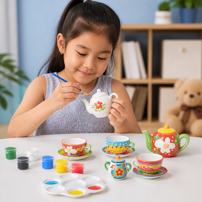 DIY Ceramic Tea Set Painting Kit for Kids