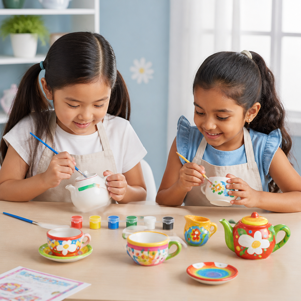 DIY Ceramic Tea Set Painting Kit for Kids