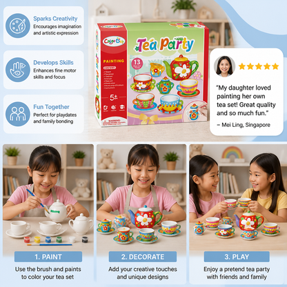 DIY Ceramic Tea Set Painting Kit for Kids