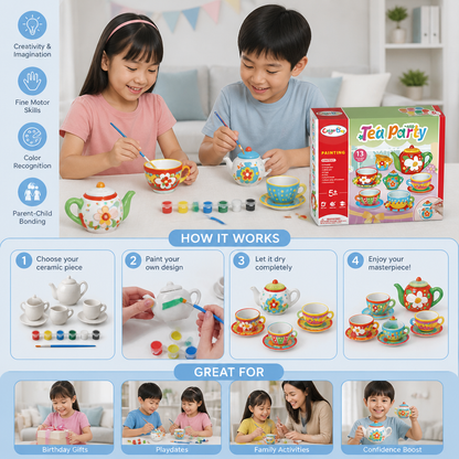 DIY Ceramic Tea Set Painting Kit for Kids