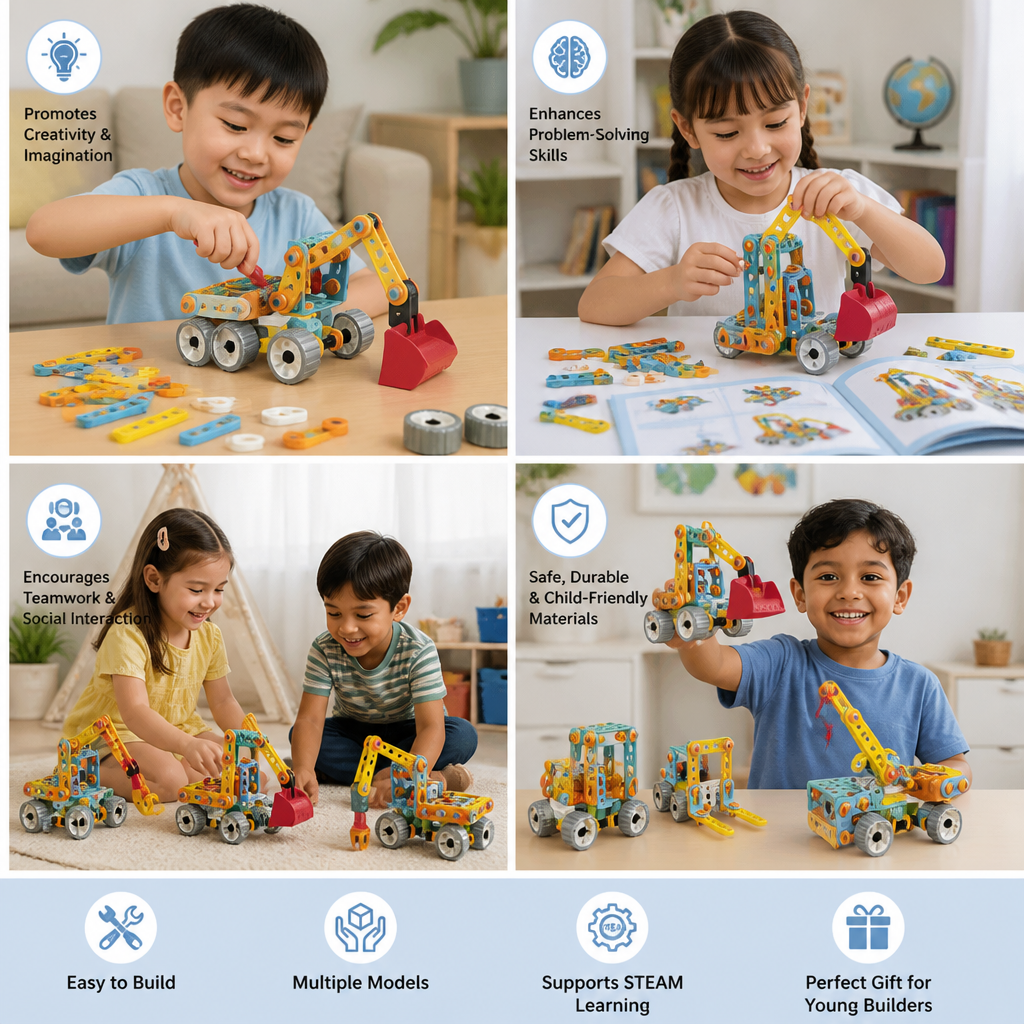 9-in-1 STEM Construction Vehicle Building Kit