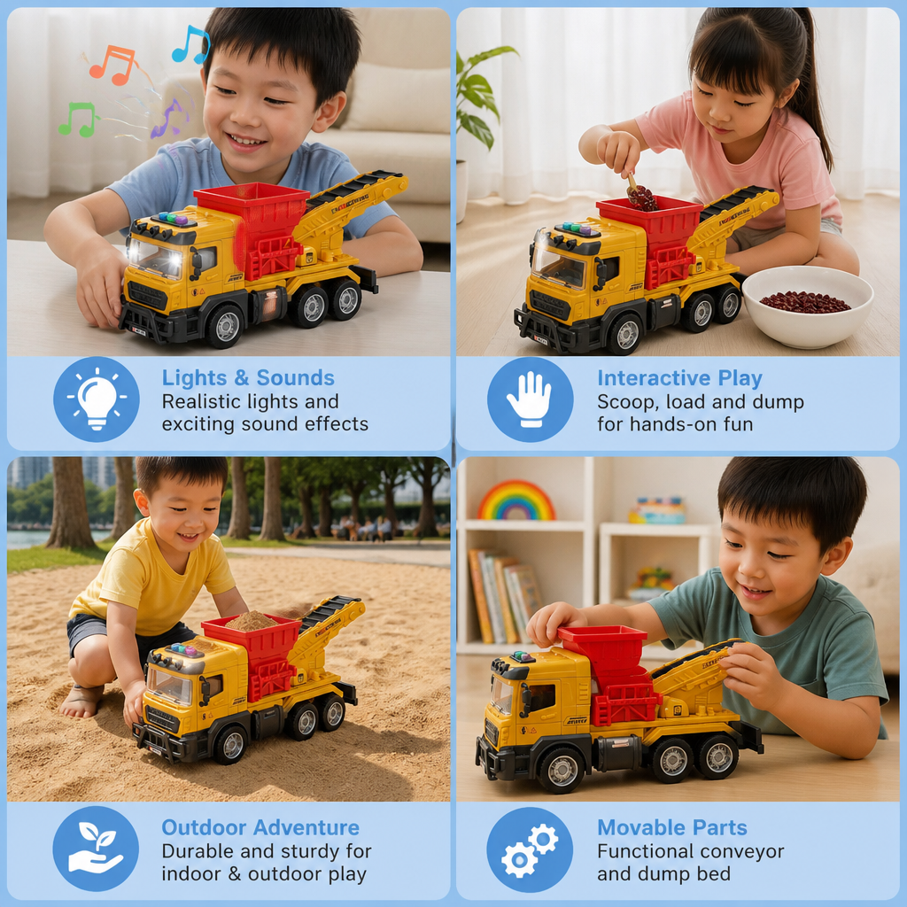 Construction Dump Truck Toy with Lights & Sounds