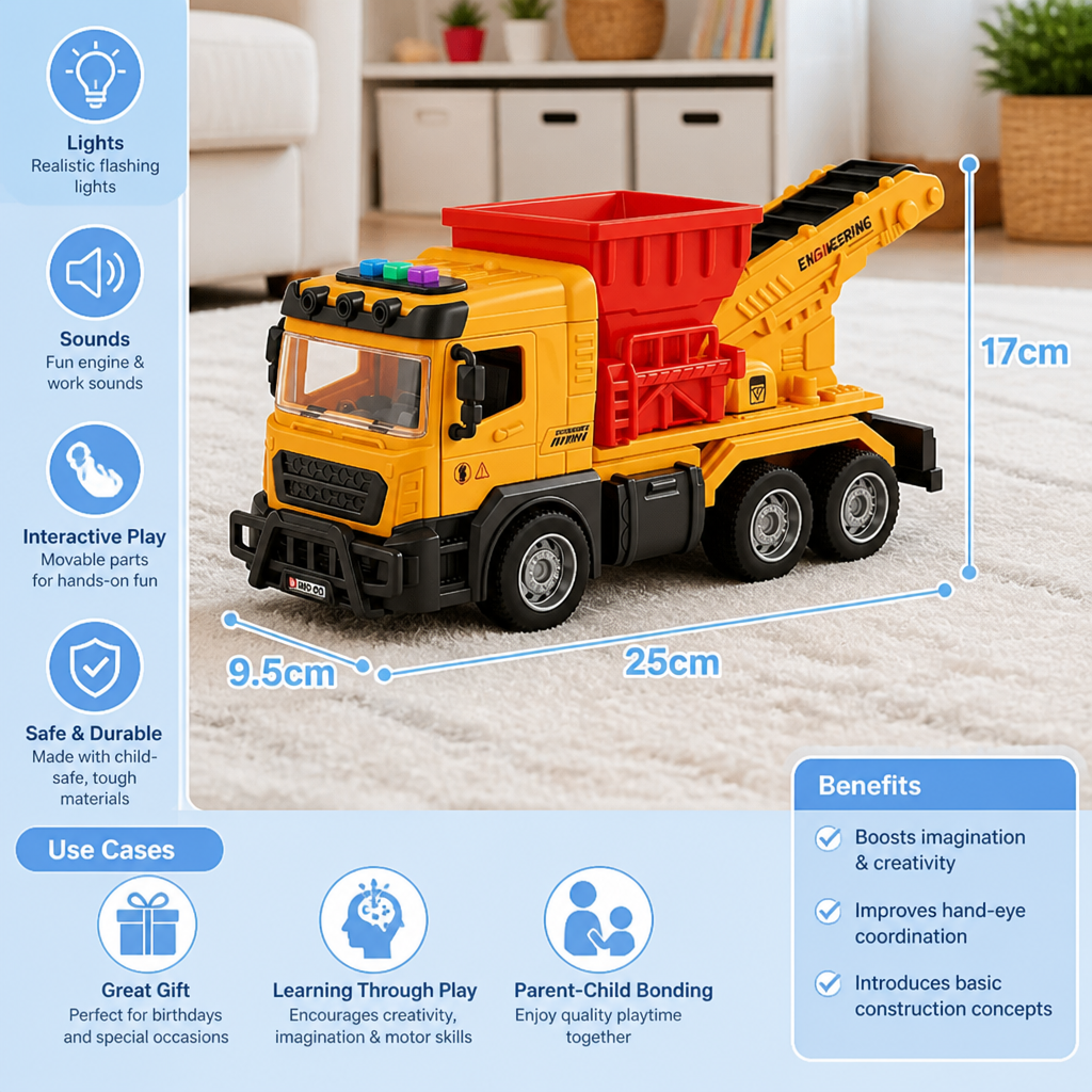 Construction Dump Truck Toy with Lights & Sounds