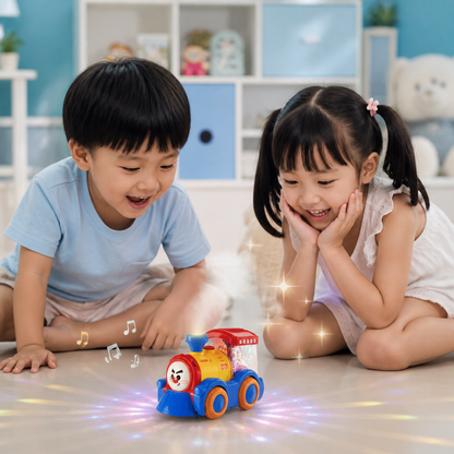 Transforming Train Toy with Steam, Lights & Music