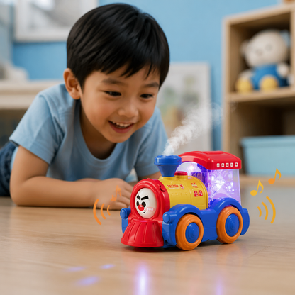 Transforming Train Toy with Steam, Lights & Music