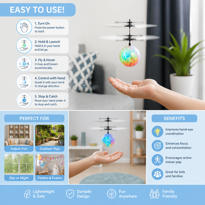 Hand-Controlled Flying LED Ball Drone for Kids