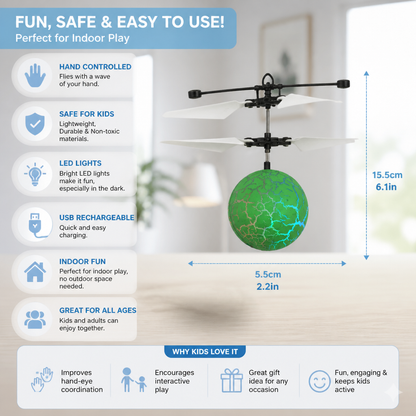 Hand-Controlled Flying LED Ball Drone for Kids