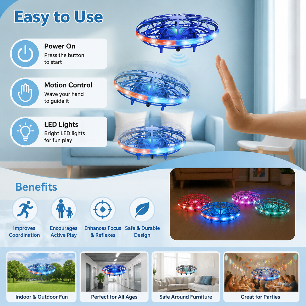 Motion-Sensing LED UFO Flying Drone