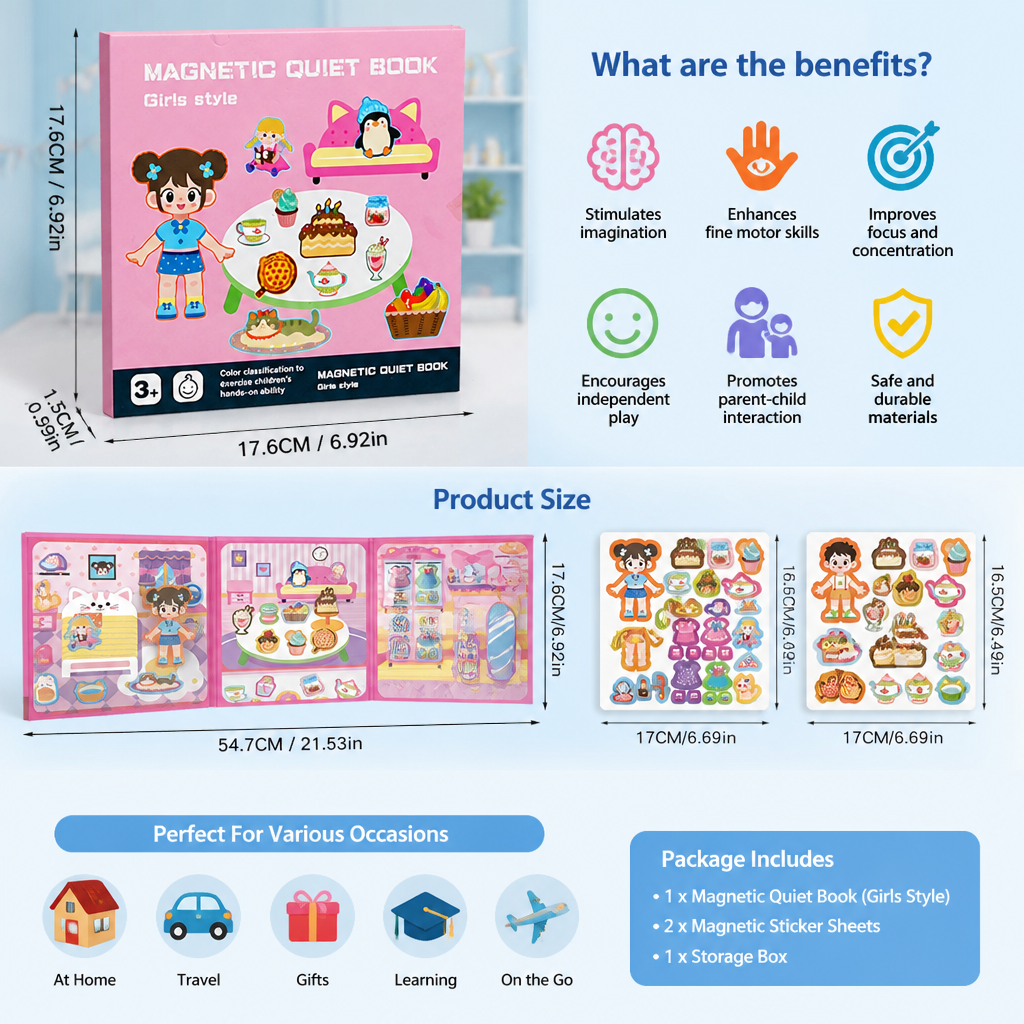 Montessori Magnetic Quiet Book – Creative Dress-Up & Scene Play