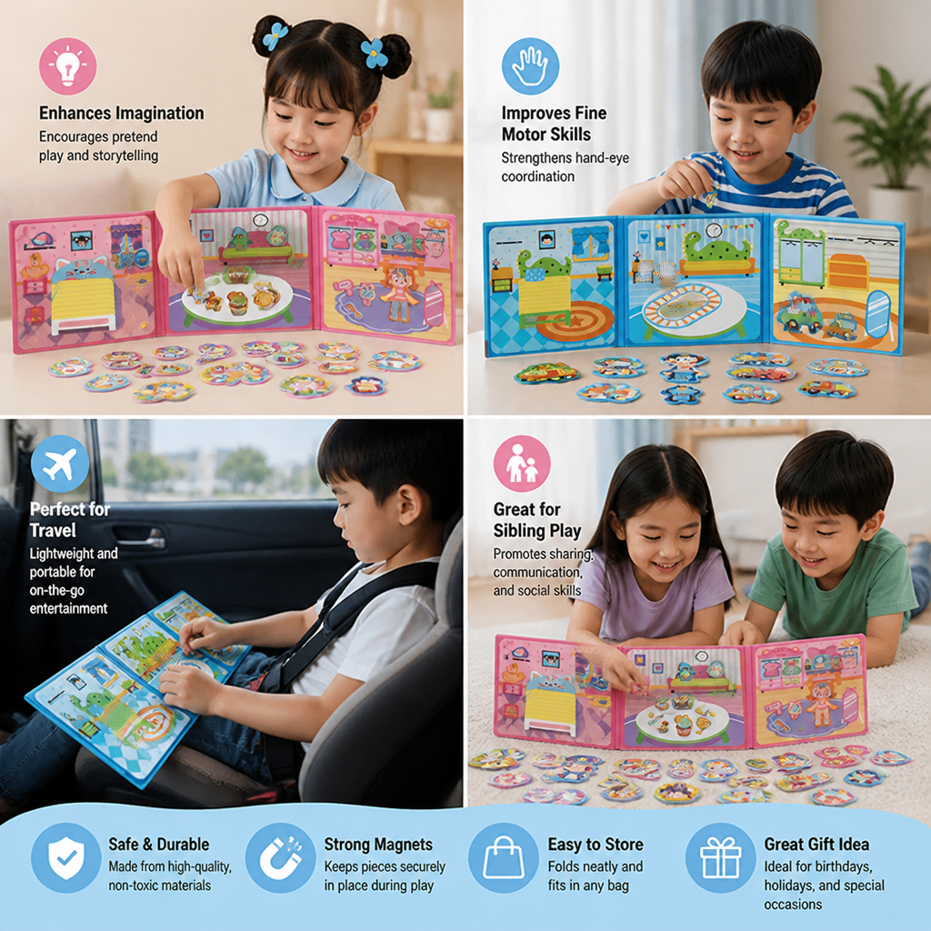 Montessori Magnetic Quiet Book – Creative Dress-Up & Scene Play