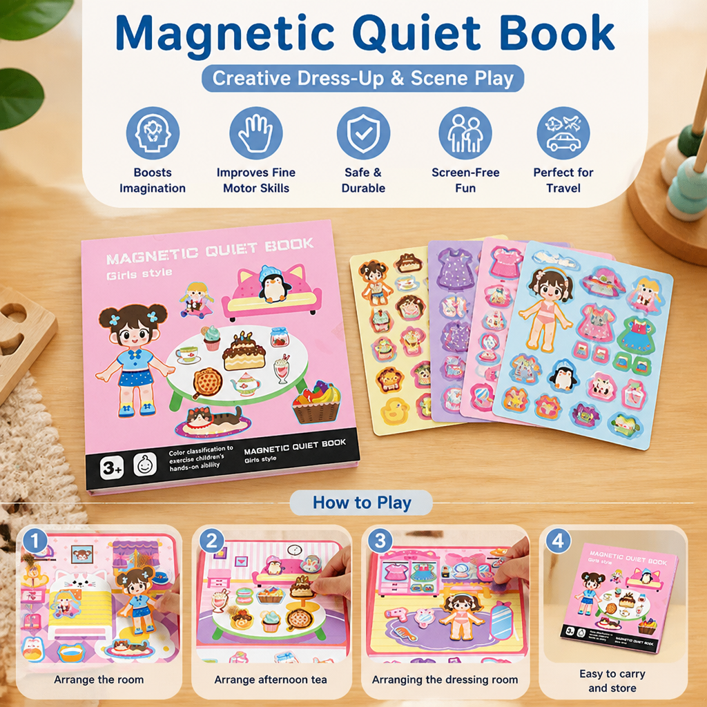 Montessori Magnetic Quiet Book – Creative Dress-Up & Scene Play